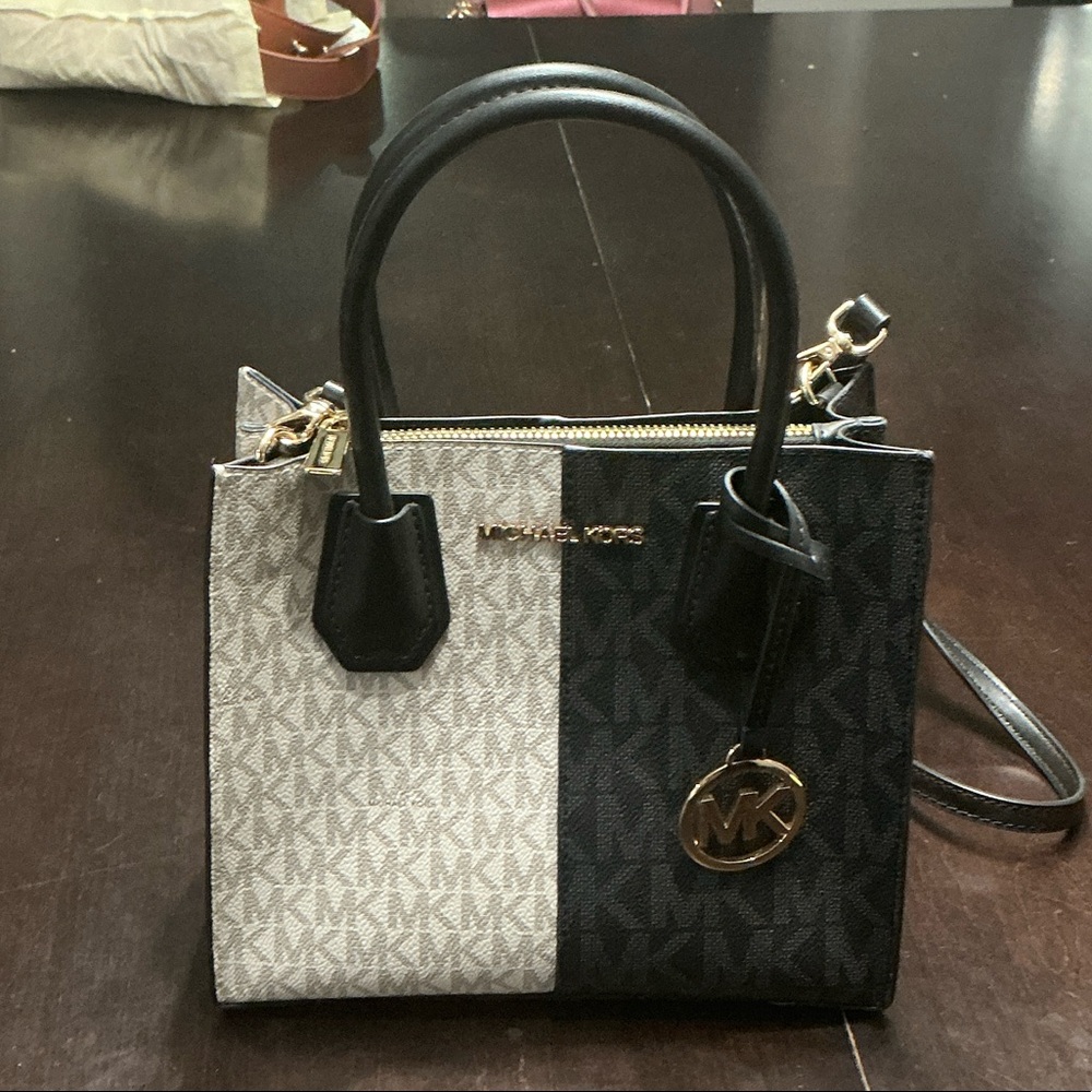 Michael Kors Black and Cream Satchel